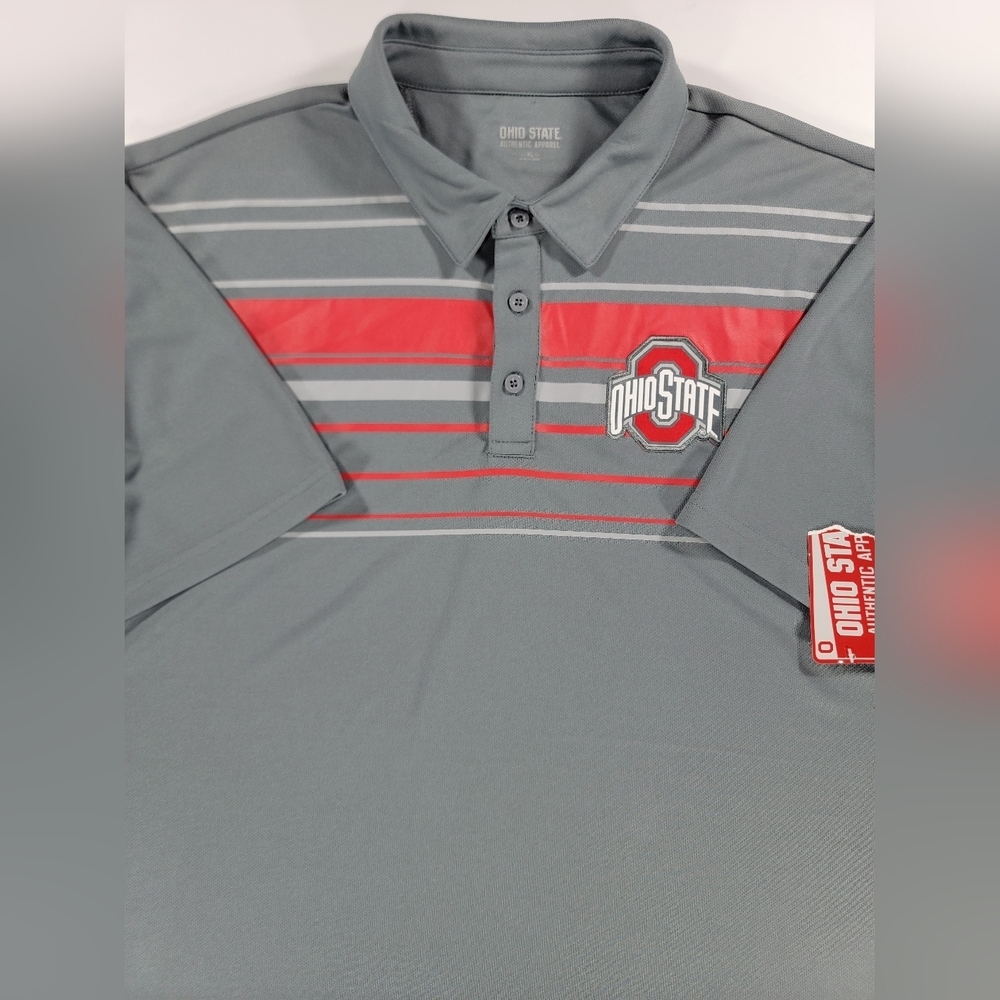 NEW Ohio State Authentic Apparel Polo Shirt Mens XL Gray University Football OSU
